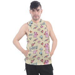 Pig Animal Love Romance Seamless Texture Pattern Men s Sleeveless Hoodie by Wegoenart