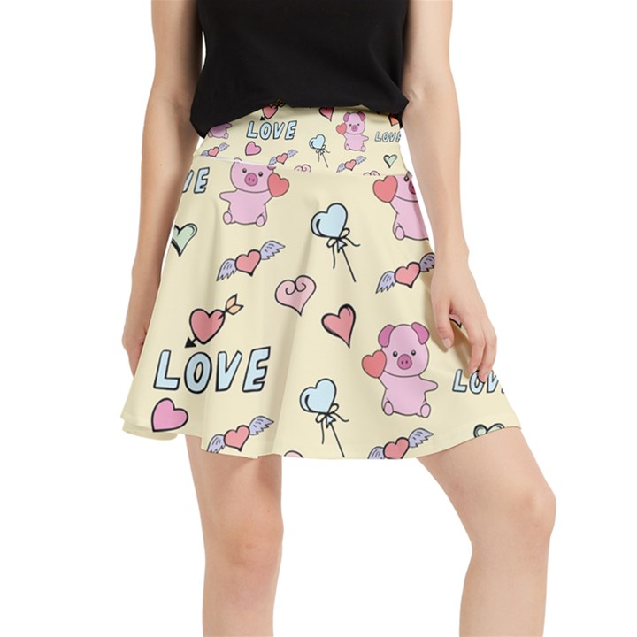 Pig Animal Love Romance Seamless Texture Pattern Waistband Skirt