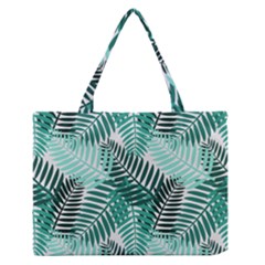 Background Pattern Texture Leaves Design Wallpaper Zipper Medium Tote Bag by Wegoenart