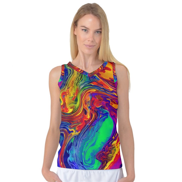 Waves Of Colorful Abstract Liquid Art Women s Basketball Tank Top