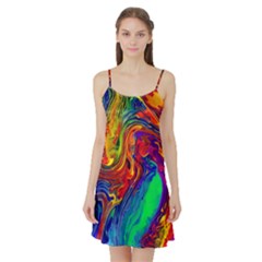 Waves Of Colorful Abstract Liquid Art Satin Night Slip by GardenOfOphir