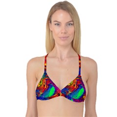 Waves Of Colorful Abstract Liquid Art Reversible Tri Bikini Top by GardenOfOphir