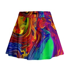 Waves Of Colorful Abstract Liquid Art Mini Flare Skirt by GardenOfOphir