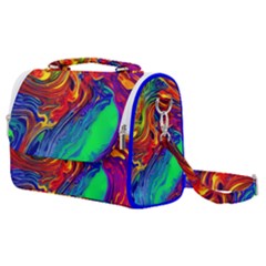 Waves Of Colorful Abstract Liquid Art Satchel Shoulder Bag by GardenOfOphir