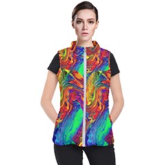 Waves Of Colorful Abstract Liquid Art Women s Puffer Vest by GardenOfOphir