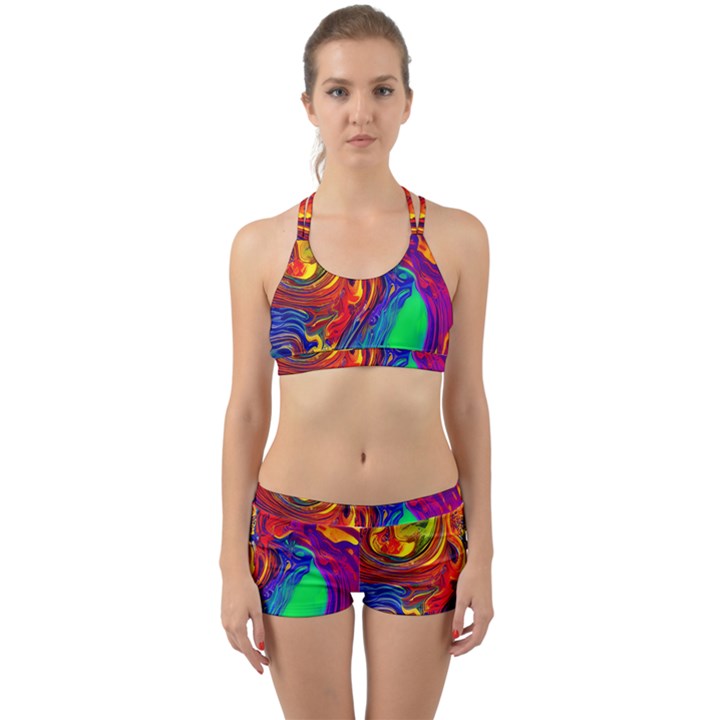 Waves Of Colorful Abstract Liquid Art Back Web Gym Set