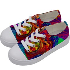 Waves Of Colorful Abstract Liquid Art Kids  Low Top Canvas Sneakers by GardenOfOphir