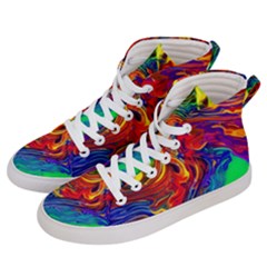 Waves Of Colorful Abstract Liquid Art Men s Hi-top Skate Sneakers by GardenOfOphir