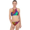 Waves Of Colorful Abstract Liquid Art Racer Front Bikini Set View1