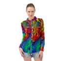 Waves Of Colorful Abstract Liquid Art Long Sleeve Chiffon Shirt View1