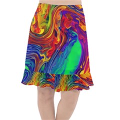 Waves Of Colorful Abstract Liquid Art Fishtail Chiffon Skirt by GardenOfOphir