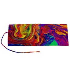 Waves Of Colorful Abstract Liquid Art Roll Up Canvas Pencil Holder (s) by GardenOfOphir