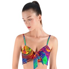 Waves Of Colorful Abstract Liquid Art Woven Tie Front Bralet by GardenOfOphir