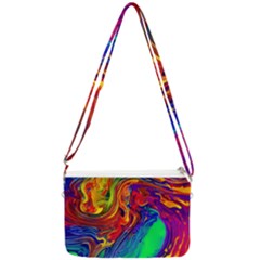 Waves Of Colorful Abstract Liquid Art Double Gusset Crossbody Bag by GardenOfOphir