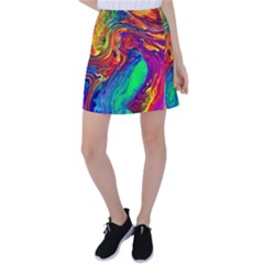 Waves Of Colorful Abstract Liquid Art Tennis Skirt by GardenOfOphir