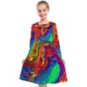 Waves Of Colorful Abstract Liquid Art Kids  Midi Sailor Dress View1