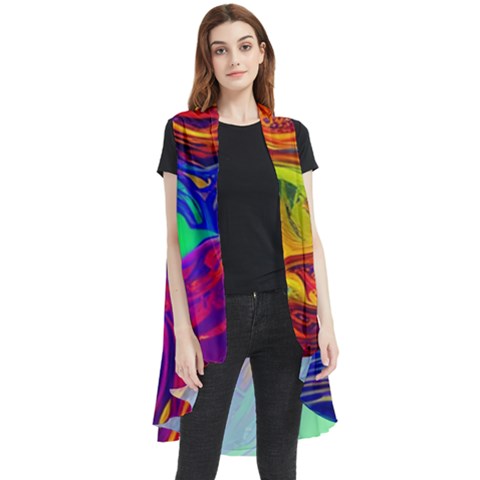 Waves Of Colorful Abstract Liquid Art Sleeveless Chiffon Waistcoat Shirt by GardenOfOphir