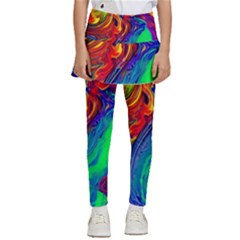 Waves Of Colorful Abstract Liquid Art Kids  Skirted Pants by GardenOfOphir