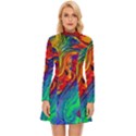 Waves Of Colorful Abstract Liquid Art Long Sleeve Velour Longline Dress View1