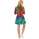 Waves Of Colorful Abstract Liquid Art Long Sleeve Velour Longline Dress View4