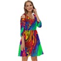 Waves Of Colorful Abstract Liquid Art Shoulder Cut Out Zip Up Dress View3