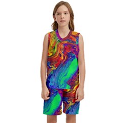 Waves Of Colorful Abstract Liquid Art Kids  Basketball Mesh Set by GardenOfOphir