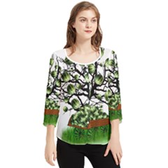 Watermelon Tree Abstraction On Watermelon Abundance Chiffon Quarter Sleeve Blouse by Wegoenart