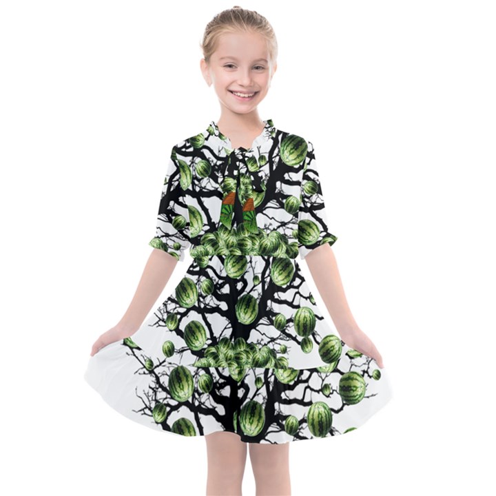 Watermelon Tree Abstraction On Watermelon Abundance Kids  All Frills Chiffon Dress