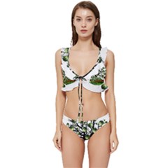 Watermelon Tree Abstraction On Watermelon Abundance Low Cut Ruffle Edge Bikini Set