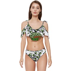 Watermelon Tree Abstraction On Watermelon Abundance Ruffle Edge Tie Up Bikini Set	 by Wegoenart