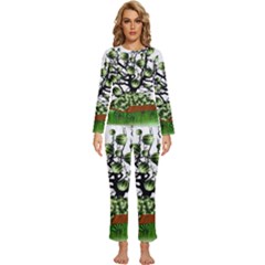 Watermelon Tree Abstraction On Watermelon Abundance Womens  Long Sleeve Lightweight Pajamas Set