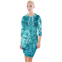 Nature Wallpaper Bubbles Water Bubbly Quarter Sleeve Hood Bodycon Dress by Wegoenart