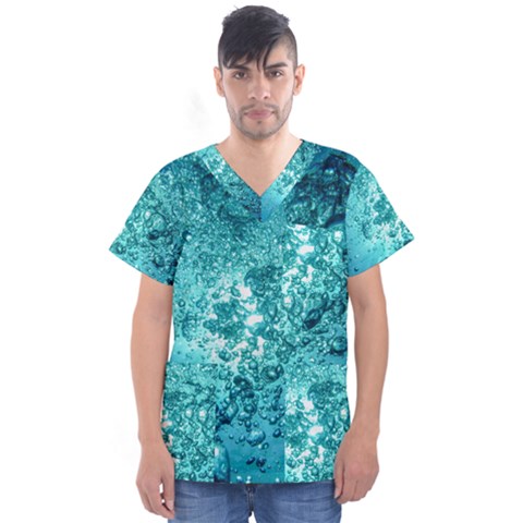 Nature Wallpaper Bubbles Water Bubbly Men s V-neck Scrub Top by Wegoenart