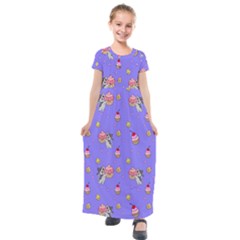 Art Pattern Design Seamless Scrapbooking Kids  Short Sleeve Maxi Dress by Wegoenart