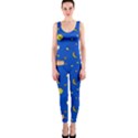 Cat Animals Sleep Stars Seamless Background One Piece Catsuit View1