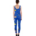 Cat Animals Sleep Stars Seamless Background One Piece Catsuit View2