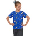 Cat Animals Sleep Stars Seamless Background Kids  Mesh Piece Tee View1