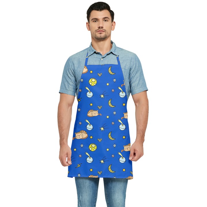 Cat Animals Sleep Stars Seamless Background Kitchen Apron