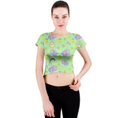 Elephant Sleeping Elephants Background Crew Neck Crop Top by Wegoenart