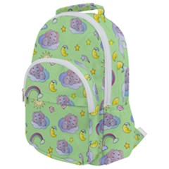 Elephant Sleeping Elephants Background Rounded Multi Pocket Backpack by Wegoenart