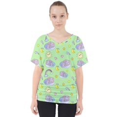 Elephant Sleeping Elephants Background V-neck Dolman Drape Top by Wegoenart