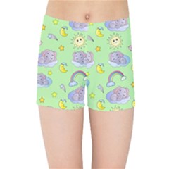 Elephant Sleeping Elephants Background Kids  Sports Shorts by Wegoenart