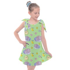 Elephant Sleeping Elephants Background Kids  Tie Up Tunic Dress by Wegoenart