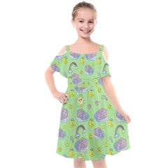 Elephant Sleeping Elephants Background Kids  Cut Out Shoulders Chiffon Dress by Wegoenart