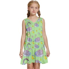 Elephant Sleeping Elephants Background Kids  Sleeveless Tiered Mini Dress by Wegoenart