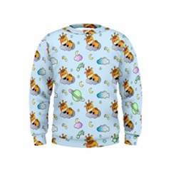 Pattern Giraffe Animal Seamless Scrapbooking Blue Kids  Sweatshirt by Wegoenart