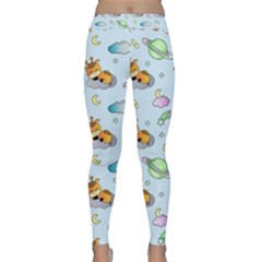 Pattern Giraffe Animal Seamless Scrapbooking Blue Classic Yoga Leggings by Wegoenart