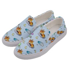 Pattern Giraffe Animal Seamless Scrapbooking Blue Men s Canvas Slip Ons by Wegoenart