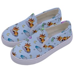 Pattern Giraffe Animal Seamless Scrapbooking Blue Kids  Canvas Slip Ons by Wegoenart