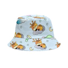 Pattern Giraffe Animal Seamless Scrapbooking Blue Bucket Hat by Wegoenart